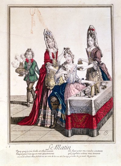 The Morning, Lady at her Toilet, 2. halvdel av 1600-tallet (fargegravering) av French School