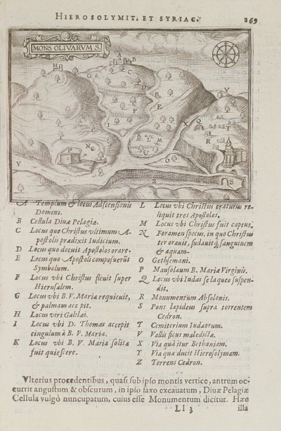 Oljeberget, Jerusalem, fra Itinerarium Hierosolymitanum, av J. Cotovico, 1619 av French School