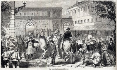 Den nasjonale veterinærskolen i Alfort - Les grandes écoles de France - Veterinærskolen i Maison Alfort i 1866 - Den daglige konsultasjonen - Gravering i "Le monde illustrious"" fra 1866 av French School