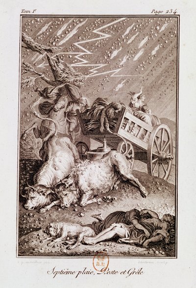 The Plagues of Egypt: The Plagues of Diseased Cattle, Boils and Hail, fra 