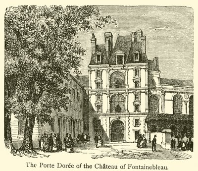Porte Doree i Chateau of Fontainebleau (gravering) av French School