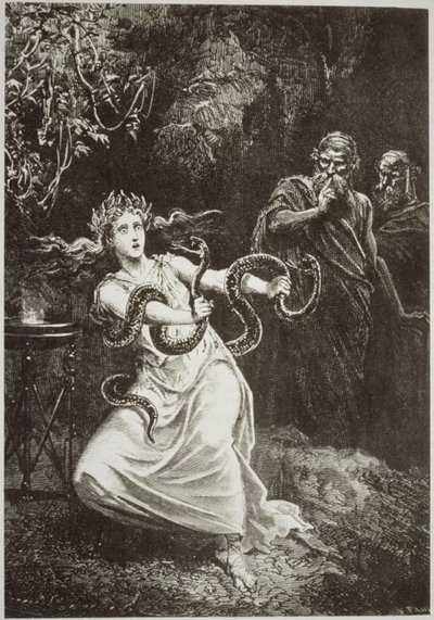 Pythia, fra LHistoire de la Magie av Paul Christian, illustrert i History of Magic, utgitt sent på 1800-tallet av French School
