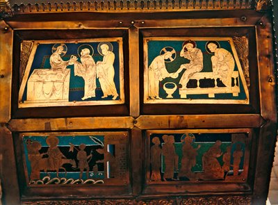 The Raising of Lazarus, detalj av Chasse of St. Mark, ca. 1210-30 (emalje) av French School
