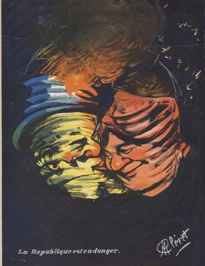 Republikken er i fare. Illustrasjon for Le Rire (farge litho) av French School