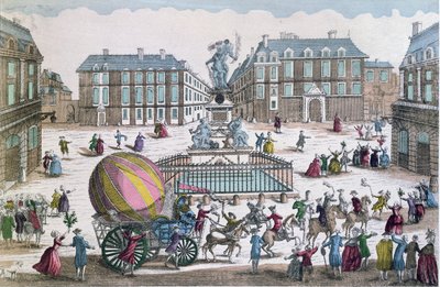 Tilbakekomsten den 2. desember 1783 til verkstedet på Place des Victoires av ballongen til Jacques Charles (1746-1823) og Nicholas Robert (1761-1828) av French School
