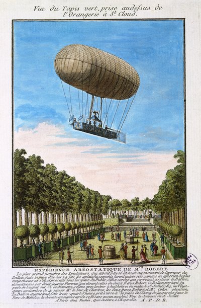 Robert Airship over Saint Cloud, Paris, 15. juli 1784 av French School