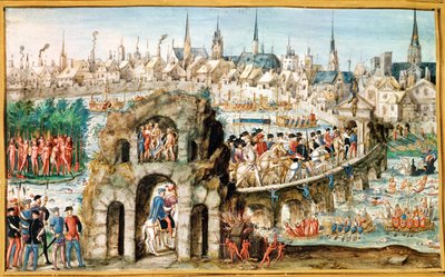 The Royal Entry Festival of Henri II (1519-59) til Rouen, 1. oktober 1550 av French School