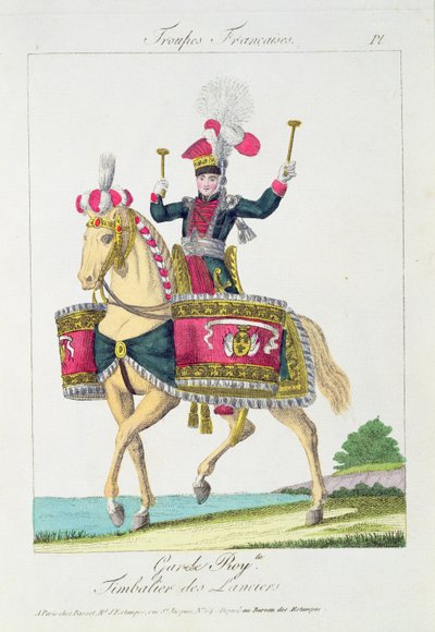 The Royal Guard: a Kettledrummer of the Lancers, tallerken fra franske tropper av French School