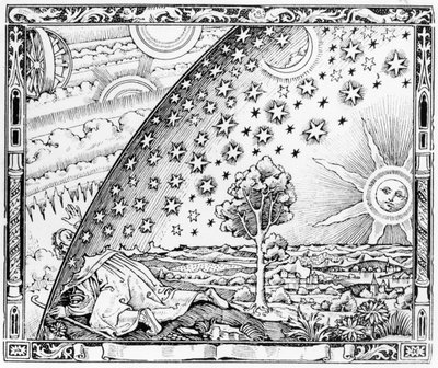 The Scientist Leaving the World, i stil med ca. 1520, fra LAtmosphere meteorologie populaire, publisert Paris, 1888 av French School