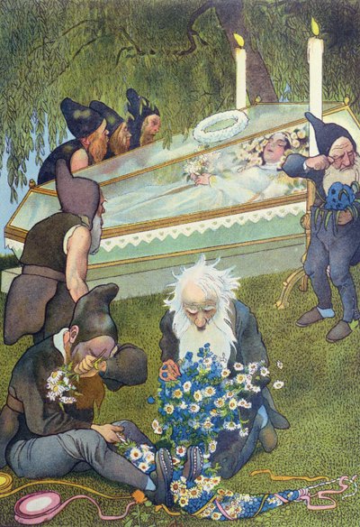 The Seven Dwarves Mourning Snow White, 1911 av French School