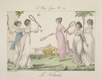 The Shuttlecock, plate 11 fra Le Bon Genre, 1802 av French School