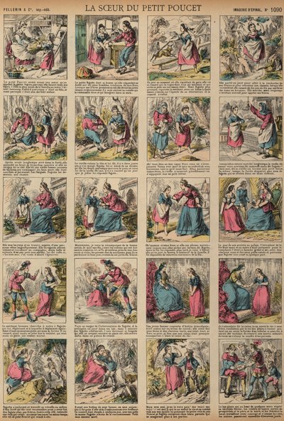 The Sister of Little Tom Thumb (farget gravering) av French School