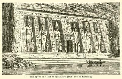 The Speos of Athor ved Ipsamboul, frontfasade restaurert (gravering) av French School