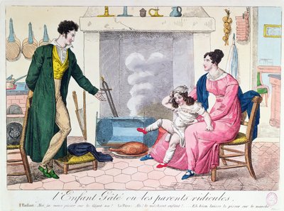 Det bortskjemte barnet eller de latterlige foreldrene, tidlig på 1800-tallet av French School