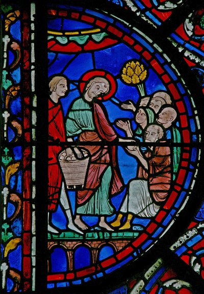 St Thomas-vinduet: deler ut brød til de fattige (w23) av French School