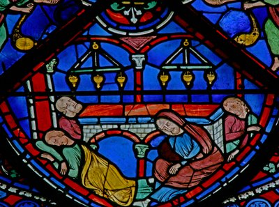 St Thomas-vinduet: de syke ved graven hans (w23) av French School