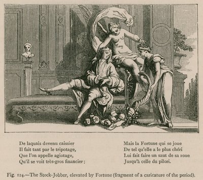 The Stock-Jobber, forhøyet av Fortune (Fragment of a Caricature of the Period) av French School