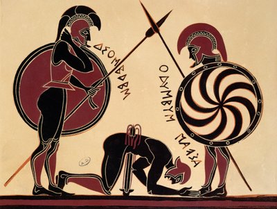 The Suicide of Ajax, illustrasjon fra en antikk gresk vase av French School