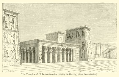 The Temples of Philae, restaurert i henhold til den egyptiske kommisjonen (gravering) av French School