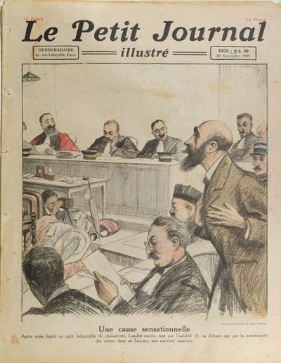 Rettssaken mot Henri Desire Landru (1869-1922) fra Le Petit Journal, 20. november 1921 av French School