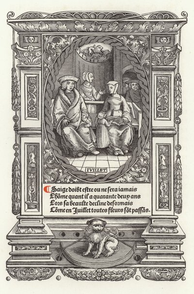 Menneskets tolv aldre: juli (litho) av French School
