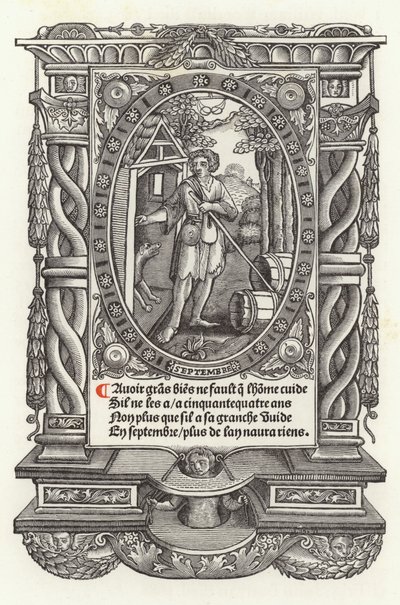 Menneskets tolv aldre: september (litho) av French School