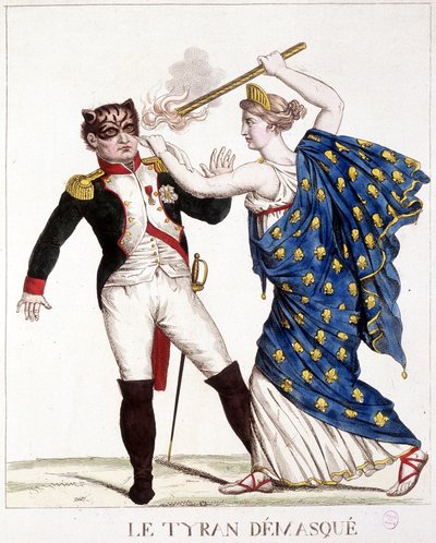 The Unmasked Tyrant - i "" Napoleon 1st, karikaturer, dummy-samling", ca. 1814. av French School