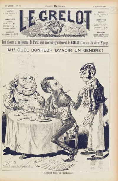 The Wilson Affair, forside av Le Grelot, 27. november 1887 av French School