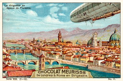 Luftskipet over Firenze (chromolitho) av French School