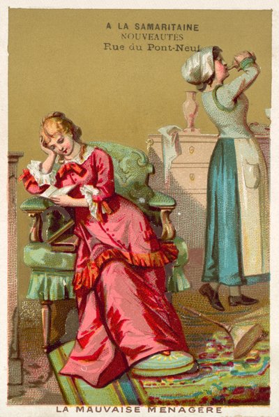 Den dårlige husholdersken (chromolitho) av French School