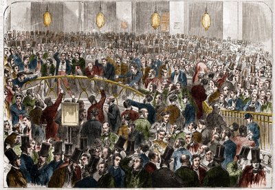 The basket of exchange agents on the Paris Stock Exchange in 1867. av French School