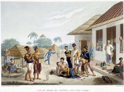 Basaren i Coupang, øya Timor. av French School