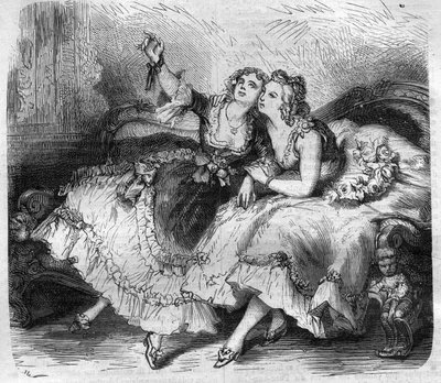 Døtrene til "haremet" til kongen av Frankrike Louis XV dit le Bien-Aime (Bien Aime) (1710-1774). Gravering i "Historien om pavene-kongene-dronninger og keisere gjennom århundrene"" av Maurice Lachatre av French School