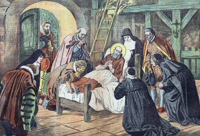 Den hellige Frans av Sales døde 18. desember 1622 i Lyon, omgitt av troende. «Le pelerin» fra 31.12.1922 (trykk) av French School