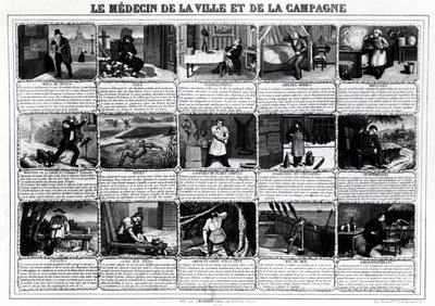 Legen i byen og på landsbygda og deres forskjellige pasienter, utgitt av J.B. Gadolachez Cours de Brosses i Lyon, sent 19. ¿ av French School
