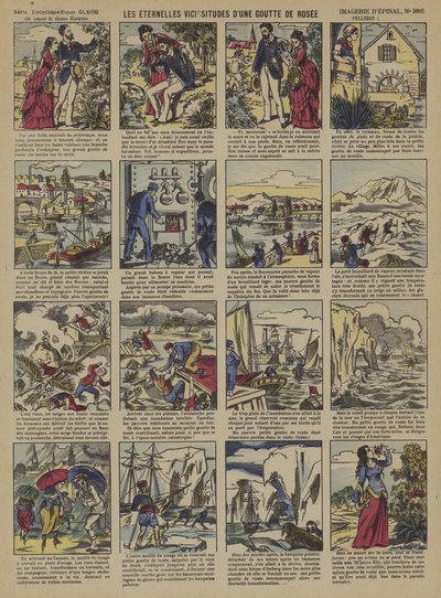 De evige omskiftelsene til en duggdråpe (fargelitho) av French School