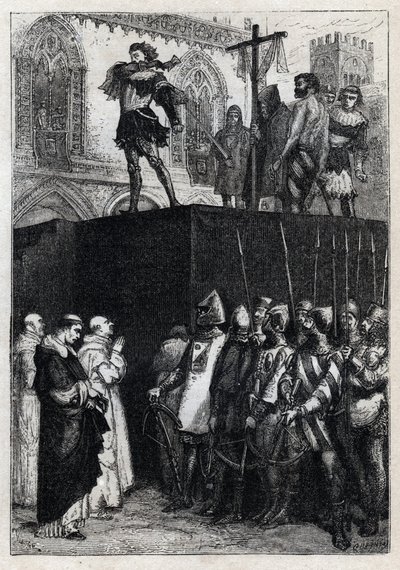 The execution of Conradin (or Conrad of Hohenstaufen) King of Sicily and Duke of Swabia (1252-1268) by order of Charles of Anjou after the battle of Tagliacozzo in 1268” (Execution of Conradin (or Conrad the younger), last Staufer king of Sicily, following av French School