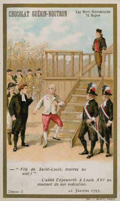 Henrettelsen av kong Ludvig XVI av Frankrike, 21. januar 1793. (chromolitho) av French School