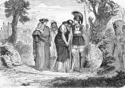 Farvel til Hector og Andromaque (gravering) 1864 av French School
