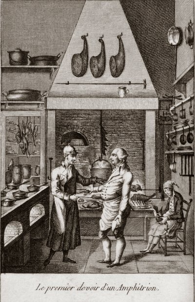 Den første plikten til en Amphitrion (amphitryon) - gravering i "" Almanach av gourmeter, tjener som en guide på måter å gjøre utmerket kjære. Av en gammel amatør"" av Alexandre Balthazar Laurent Grimod de la Reyniere - 1804-1812 av French School