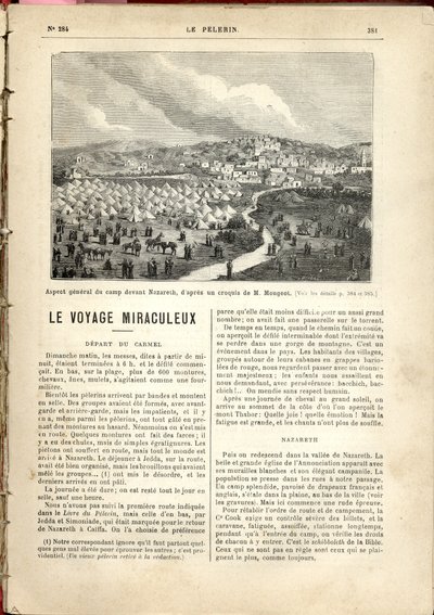 Det generelle utseendet til leiren foran Nasaret, basert på en skisse av M. Mougeot., Le Pèlerin av French School