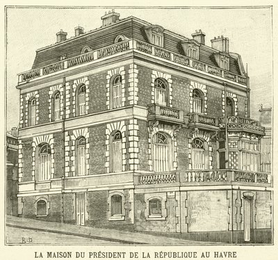 Huset til Frankrikes president på Le Havre (gravering) av French School