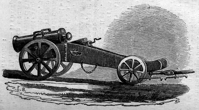 Haubitsen til den østerrikske hæren brukt under slaget ved Buffalora-broen (Italia) under Risorgimento i 1859. Gravering i “” Le Monde Illustré”” nr. 114 av 18. juni 1859. av French School