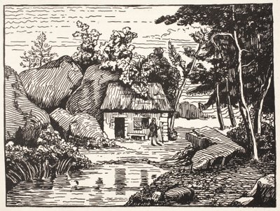 Hytta til J.J. Rousseau av French School