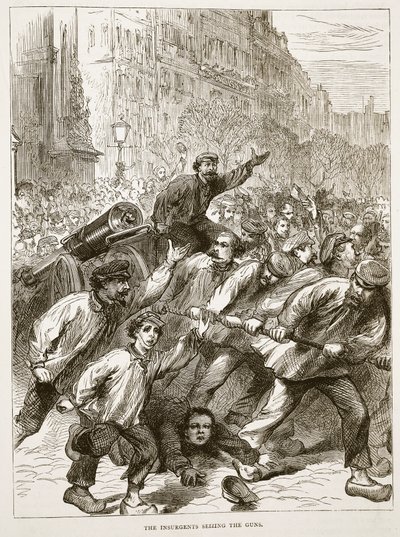Opprørerne som beslagla våpnene, mars 1871, illustrasjon fra Cassells historie om krigen mellom Frankrike og Tyskland, 1870-1871 av French School