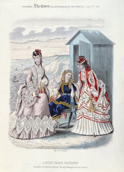 De siste Paris-motene for strand og svømming, 1872 (fargegravering) av French School