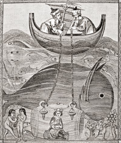 Den marine verden i henhold til middelalderens forestillinger, fra Science and Literature in The Middle Ages av Paul Lacroix pub. London 1878 av French School