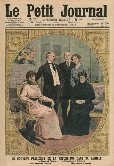 Den nye presidenten i Den franske republikk, Raymond Poincare, med sin familie, forsideillustrasjon fra 