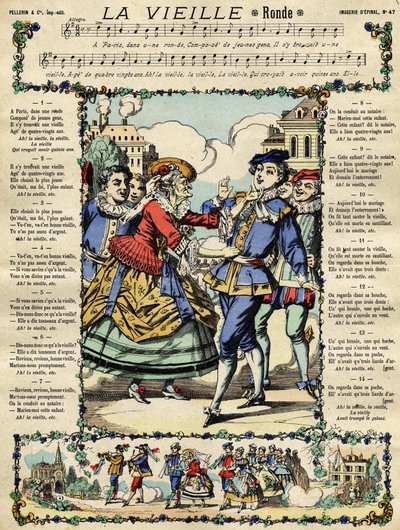 The old, popular song. Picture of Epinal from the 19th century av French School