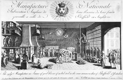 Den eneste produksjonen i Frankrike av gode barberhøvler av smeltet stål på samme måte som Sheffield i England, Yorkshire, sent på 1700-tallet (se også 248212) av French School